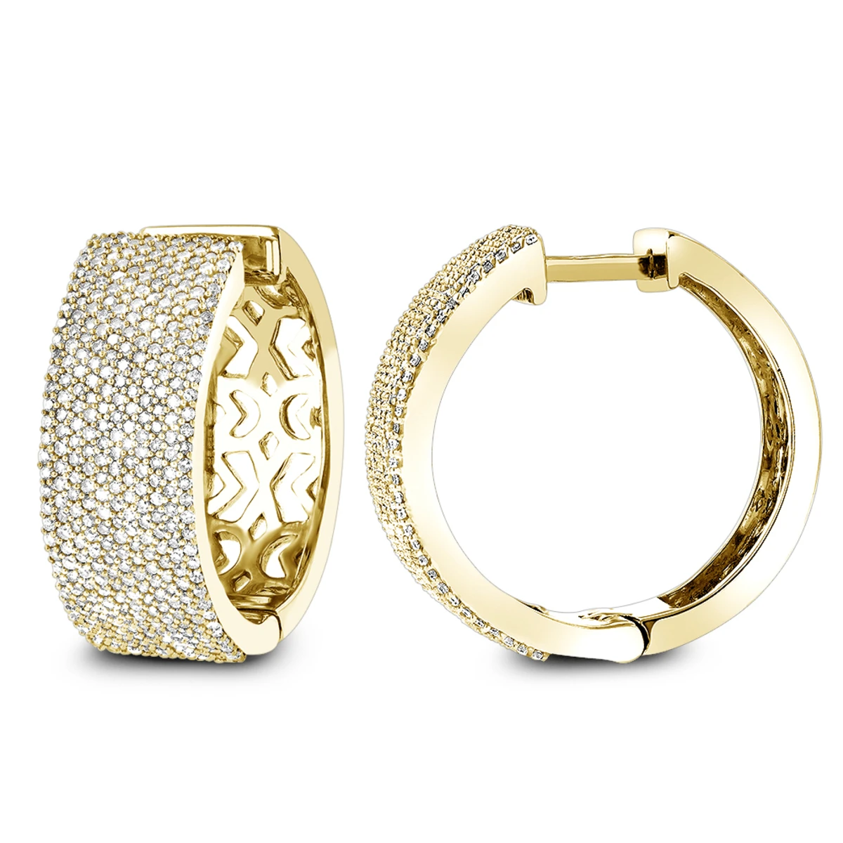 Pave Diamond Hoop Earrings 1.75ct 14K White Gold 2 Pave Diamond Hoop Earrings 1.75ct 14K White Gold - Image 2