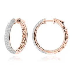 Pave Diamond Hoop Earrings 2.45ct -The King Of Accessories pave diamond hoop earrings 245ct p 40635 ro