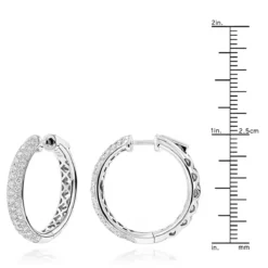 Pave Diamond Hoop Earrings 2.45ct -The King Of Accessories pave diamond hoop earrings 245ct p 40635 rulerwh