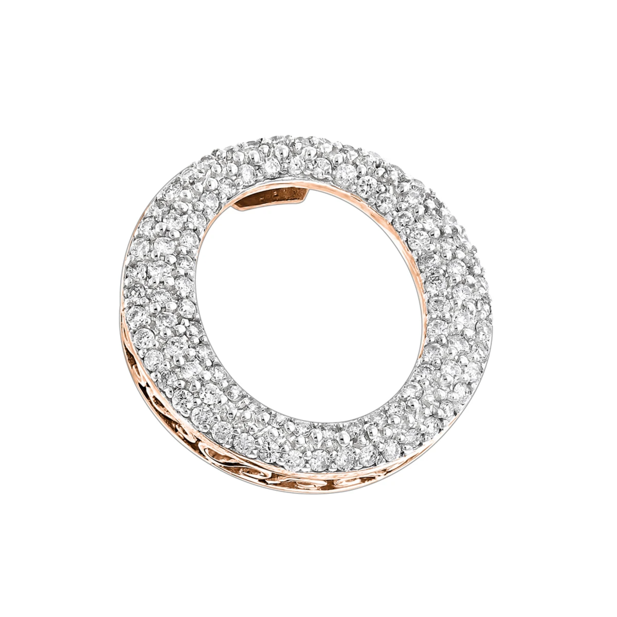 Pave 14K White Gold Diamond Circle Pendant 0.4ct 3 Pave 14K White Gold Diamond Circle Pendant 0.4ct - Image 3