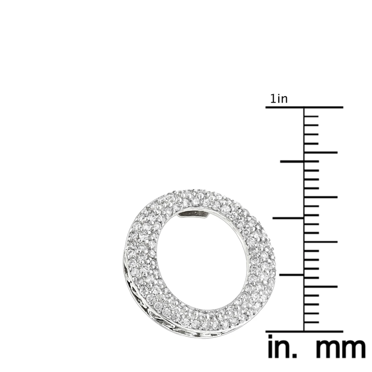 Pave 14K White Gold Diamond Circle Pendant 0.4ct 5 Pave 14K White Gold Diamond Circle Pendant 0.4ct - Image 5