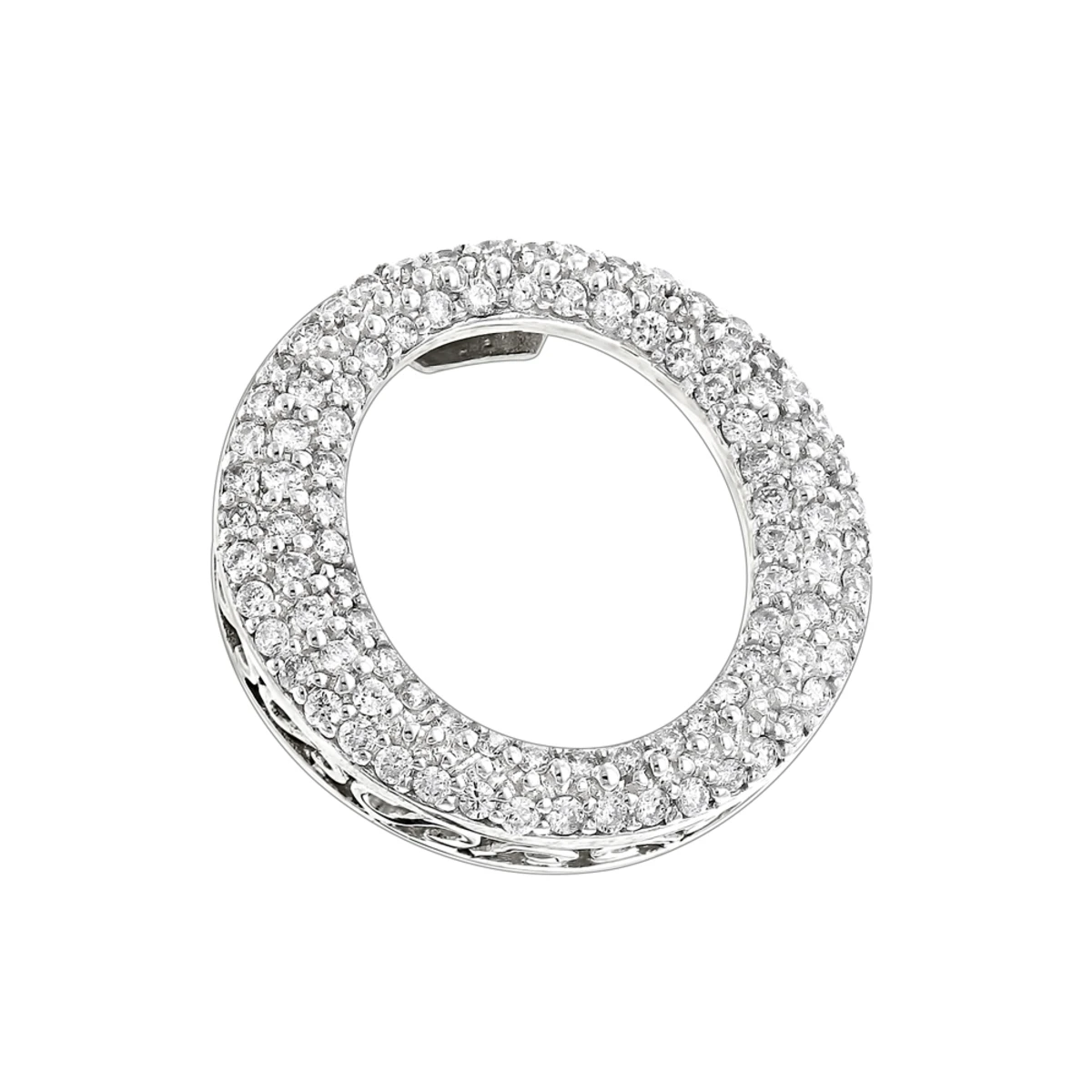 Pave 14K White Gold Diamond Circle Pendant 0.4ct 1 Pave 14K White Gold Diamond Circle Pendant 0.4ct