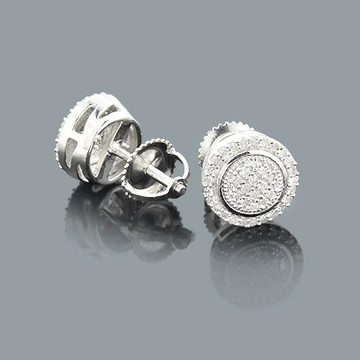 Pave Diamond Stud Earrings In Sterling Silver 0.26ct 1 Pave Diamond Stud Earrings In Sterling Silver 0.26ct