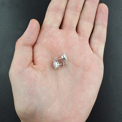 Pave Diamond Stud Earrings In Sterling Silver 0.26ct 2 Pave Diamond Stud Earrings In Sterling Silver 0.26ct - Image 2