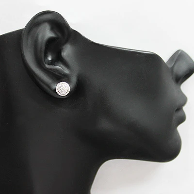 Pave Diamond Stud Earrings In Sterling Silver 0.26ct 3 Pave Diamond Stud Earrings In Sterling Silver 0.26ct - Image 3