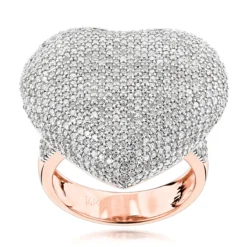 Pave Puffed Diamond Heart Ring 2.5ct 14K Yellow Gold -The King Of Accessories pave puffed diamond heart ring 295ct 14k p 42934 ro