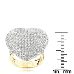 Pave Puffed Diamond Heart Ring 2.5ct 14K Yellow Gold -The King Of Accessories pave puffed diamond heart ring 295ct 14k p 42934 rulerye