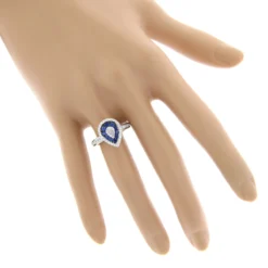 Pear Shape Design Sapphire And Diamond Engagement Ring For Women 1 Carat TW -The King Of Accessories pear shape design sapphire and diamond engagement ring for women 1 carat tw bodwh