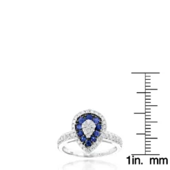 Pear Shape Design Sapphire And Diamond Engagement Ring For Women 1 Carat TW -The King Of Accessories pear shape design sapphire and diamond engagement ring for women 1 carat tw rulerwh