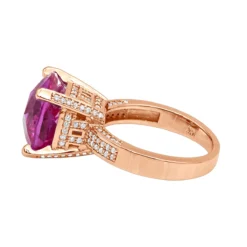 Pink Sapphire 0.55ct Diamond 14K White Gold Cocktail Ring For Women -The King Of Accessories pink sapphire diamond rings 14k gold cocktail ring 046ct p 49141 backro