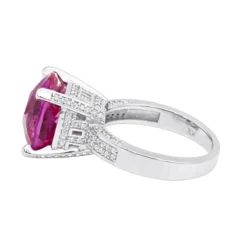 Pink Sapphire 0.55ct Diamond 14K White Gold Cocktail Ring For Women -The King Of Accessories pink sapphire diamond rings 14k gold cocktail ring 046ct p 49141 backwh
