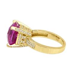 Pink Sapphire 0.55ct Diamond 14K White Gold Cocktail Ring For Women -The King Of Accessories pink sapphire diamond rings 14k gold cocktail ring 046ct p 49141 backye