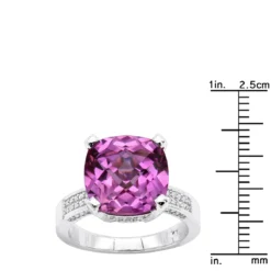 Pink Sapphire 0.55ct Diamond 14K White Gold Cocktail Ring For Women -The King Of Accessories pink sapphire diamond rings 14k gold cocktail ring 046ct p 49141 rulerwh