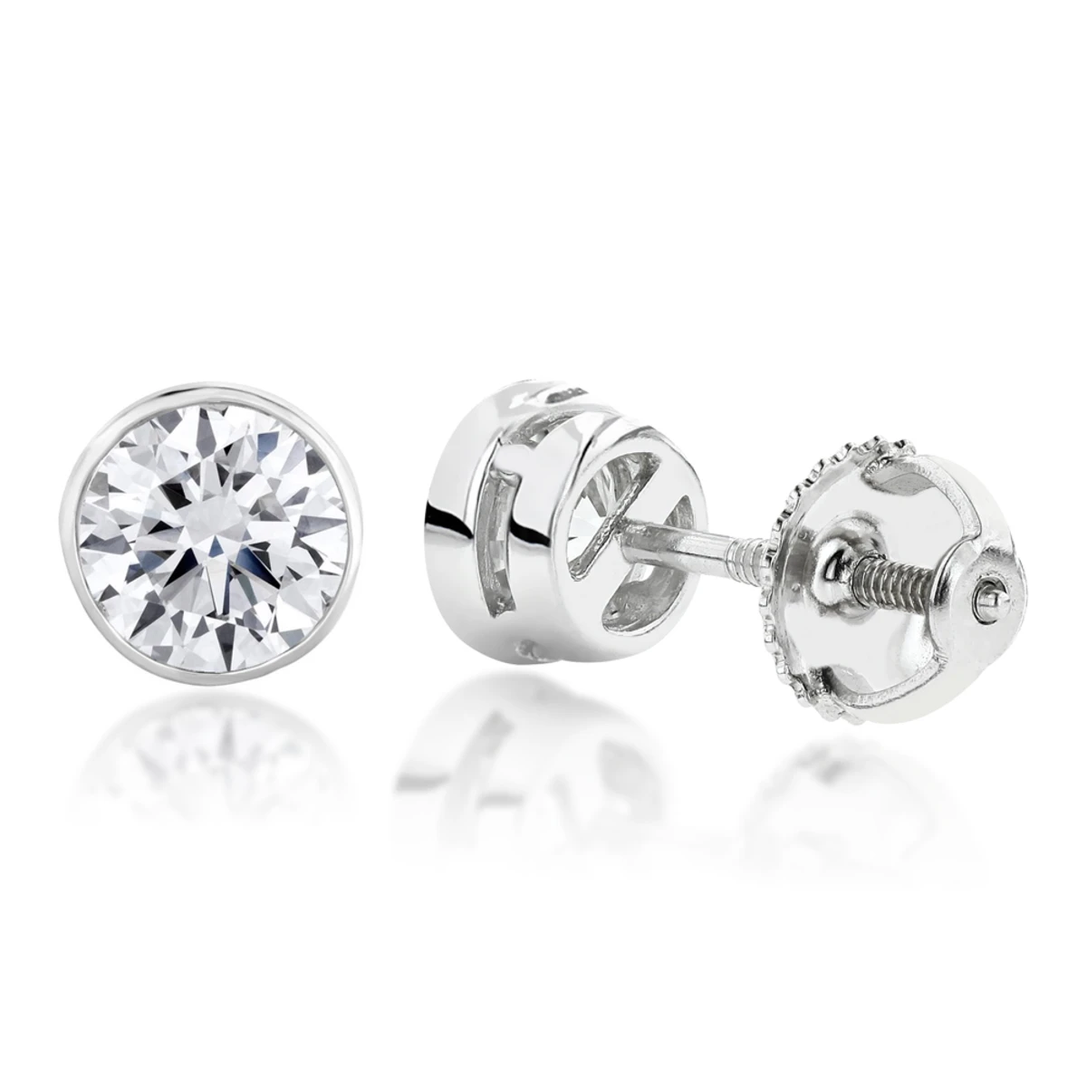 Platinum Round Diamond Bezel Stud Earrings 0.25ct 1 Platinum Round Diamond Bezel Stud Earrings 0.25ct