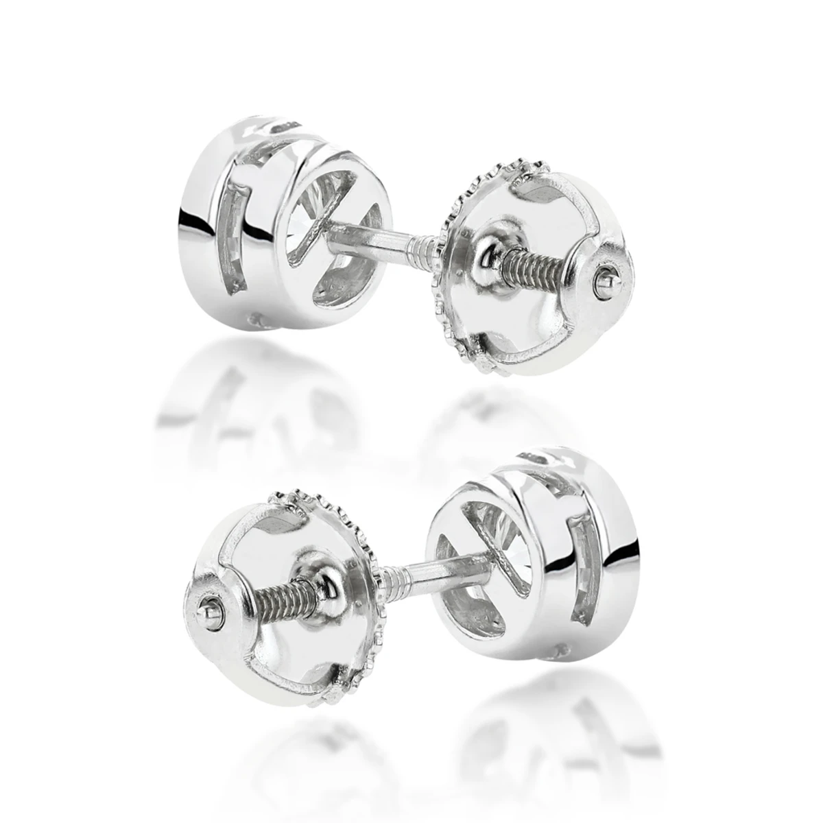 Platinum Round Diamond Bezel Stud Earrings 0.25ct 2 Platinum Round Diamond Bezel Stud Earrings 0.25ct - Image 2
