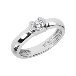 Thin Platinum Round Diamond Ladies Ring 0.30ct