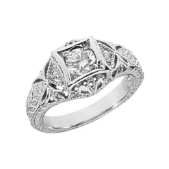Platinum Round Diamond Ladies Ring 0.57ct 10.3mm