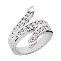 Platinum Round Diamond Right Hand Ladies Ring 0.90ct
