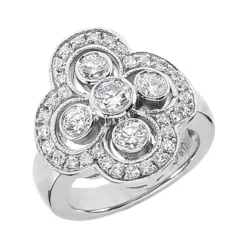 Platinum Round Diamond Right Hand Ladies Ring 1.33ct
