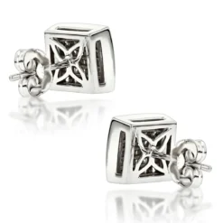 Princess Cut Diamond Stud Earrings 14K White Gold 1.65ct Invisible Setting 9 Princess Cut Diamond Stud Earrings 14K White Gold 1.65ct Invisible Setting -The King Of Accessories princess cut diamond stud earrings 14k 165ct invisible setting backwh