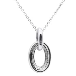 14K White Gold Pave Diamond Oval Pendant Necklace For Women 0.5 Carat -The King Of Accessories real 14k gold pave diamond oval pendant necklace for women 05 carat 803212 backwh
