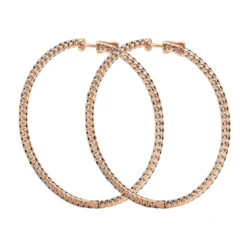 Real 3 Carat Black Diamond 2 Inch Hoop Earrings Inside Out Design 14K White Gold -The King Of Accessories real 3 carat black diamond 2 inch hoop earrings inside out design 14k gold 018012 backro