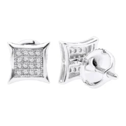 Real Diamond Earrings 10K White Gold Round Diamond Studs .1ct