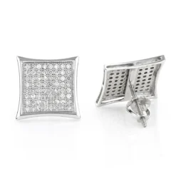 Real Diamond Earrings 10K White Gold Round Diamond Earrings 0.52ct