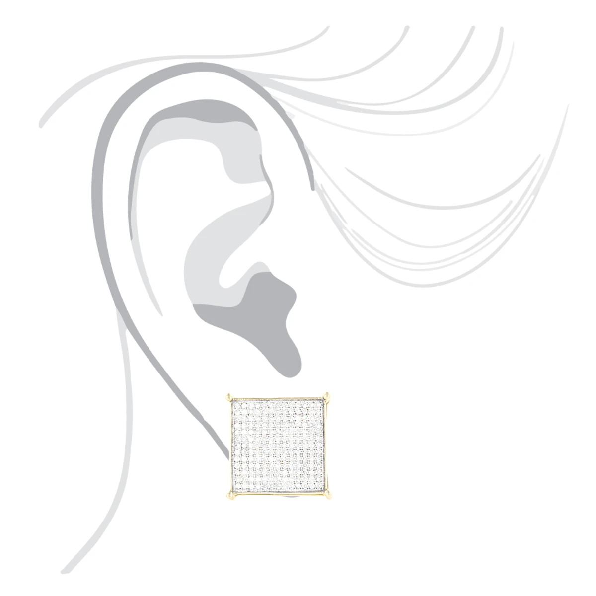 Real Hip Hop 10K Yellow Gold Men's Diamond Oversized Stud Earring 0.6ct 5 Real Hip Hop 10K Yellow Gold Men's Diamond Oversized Stud Earring 0.6ct - Image 5