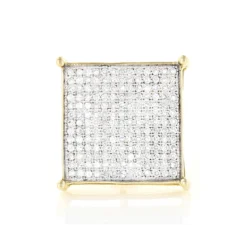 Real Hip Hop 10K Yellow Gold Men's Diamond Oversized Stud Earring 0.6ct