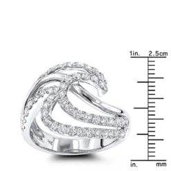 Gold Diamond Wave Right Hand Ring For Women 1.5ct 14K White Gold -The King Of Accessories right hand rings gold diamond wave ring for women 16ct 14k rulerwh