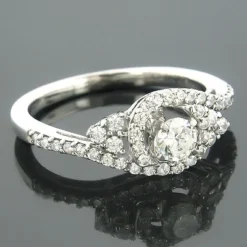 Ring Mountings 14K White Gold Diamond Engagement Ring Setting 0.78