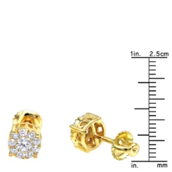 Round Cluster Diamond Earrings Studs 0.75ct 14K Yellow Gold 11 Round Cluster Diamond Earrings Studs 0.75ct 14K Yellow Gold -The King Of Accessories round cluster diamond earrings studs 063ct 14k gold rulerye