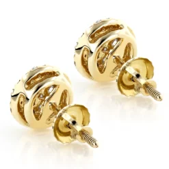 5 Carat Look Round Diamond Cluster Earrings 14K Yellow Gold Studs 1 Ct Halo Design -The King Of Accessories round diamond cluster earrings 14k 090ct p 45407 backye