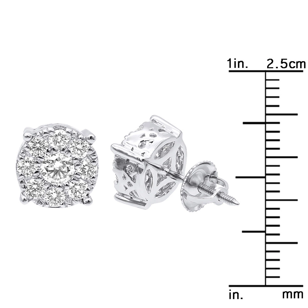 Round Diamond Cluster Stud Earrings 1.61ct 14K Rose Gold 8 Round Diamond Cluster Stud Earrings 1.61ct 14K Rose Gold - Image 8