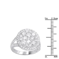 14K White Gold Ladies Round Diamond Cluster Engagement Ring 2.2ct -The King Of Accessories round diamond engagement rings 14k gold ladies diamond cluster ring 19ct rulerwh