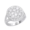 14K White Gold Ladies Round Diamond Cluster Engagement Ring 2.2ct