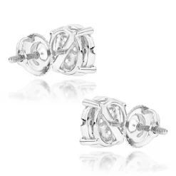 Round Diamond Stud Earrings 1.20ct 14K White Gold -The King Of Accessories round diamond stud earrings 140ct 14k gold backwh