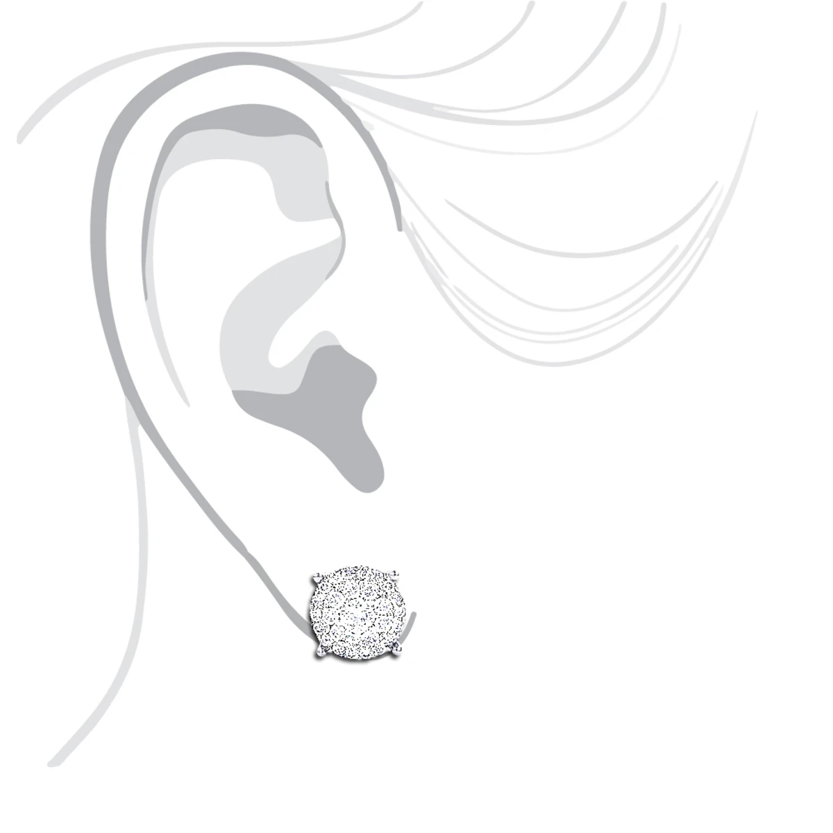 Round Diamond Stud Earrings 14K Rose Gold 0.76ct Pave Cluster Design 3 Round Diamond Stud Earrings 14K Rose Gold 0.76ct Pave Cluster Design - Image 3