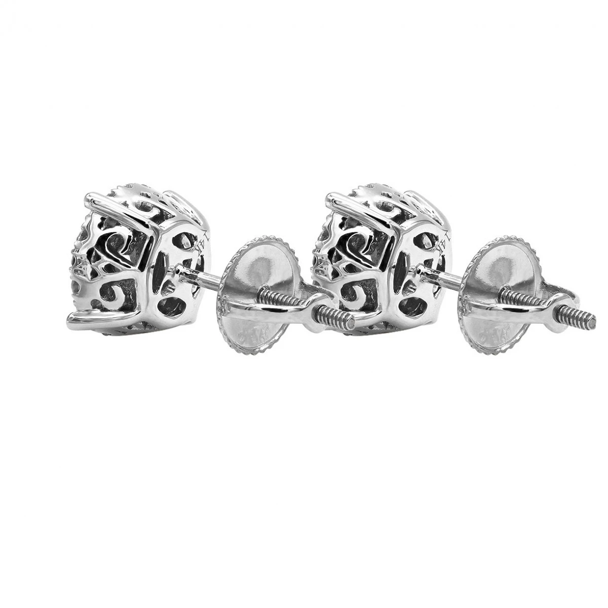 Round Diamond Stud Earrings 14K Rose Gold 0.76ct Pave Cluster Design 6 Round Diamond Stud Earrings 14K Rose Gold 0.76ct Pave Cluster Design - Image 6