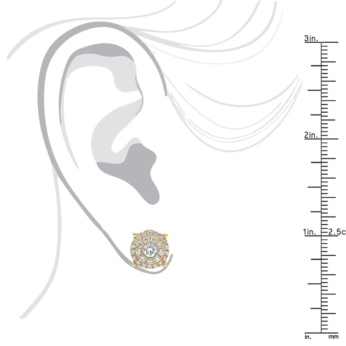 Round Diamond Stud Earrings 14K Rose Gold 0.76ct Pave Cluster Design 9 Round Diamond Stud Earrings 14K Rose Gold 0.76ct Pave Cluster Design - Image 9