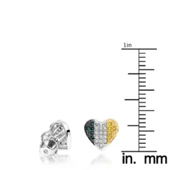 Silver White Blue Yellow Diamond Heart Earrings .35ct -The King Of Accessories silver white blue yellow diamond heart earrings 35ct p 38814 ruler
