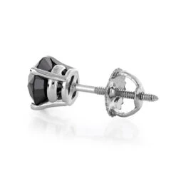 The King Of Accessories -The King Of Accessories single 14k gold mens solitaire black diamond stud earring 1ct 2