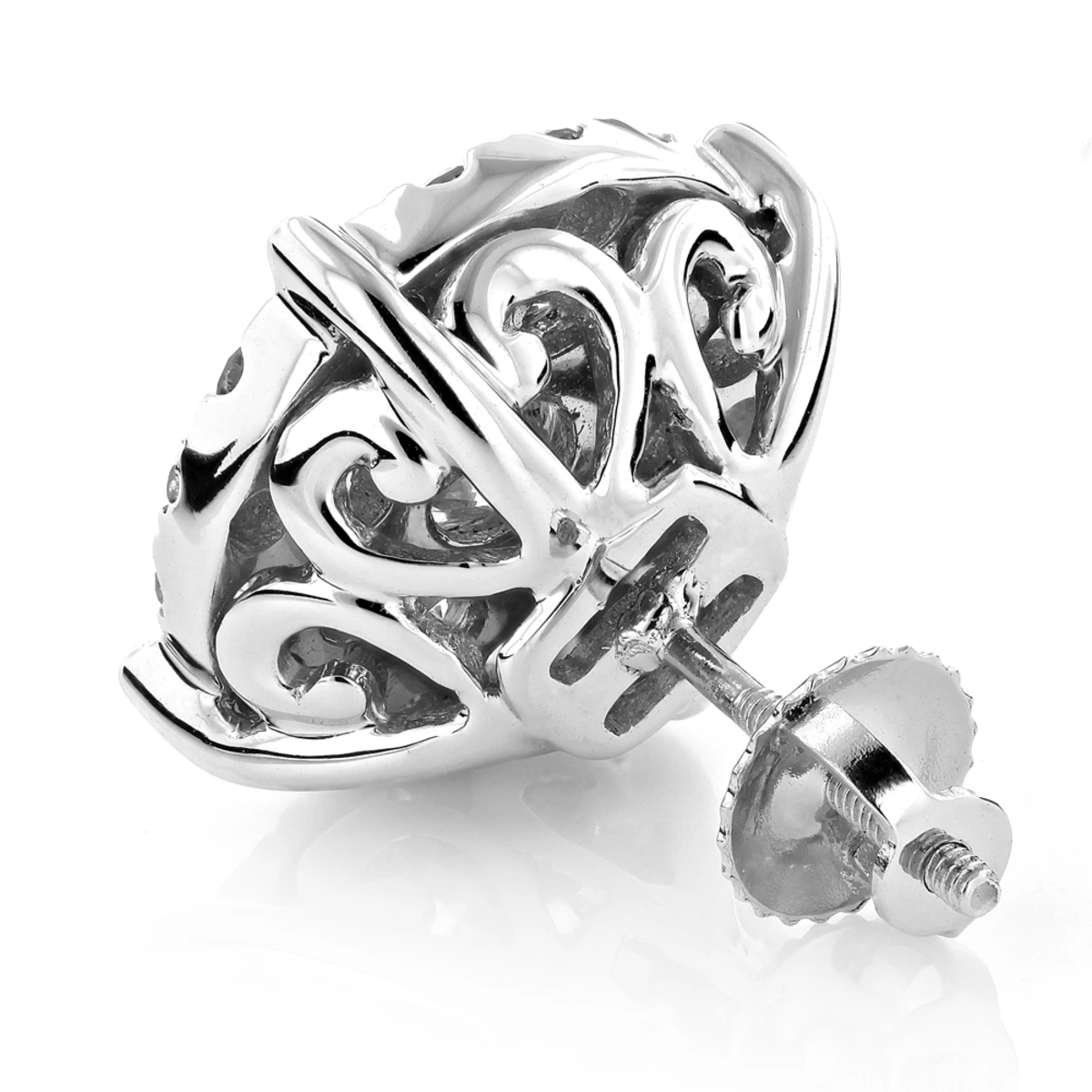 Single Oversized Cluster Men's 18K Rose Gold Round Diamond Stud Earring 2ct 3 Single Oversized Cluster Men's 18K Rose Gold Round Diamond Stud Earring 2ct - Image 3