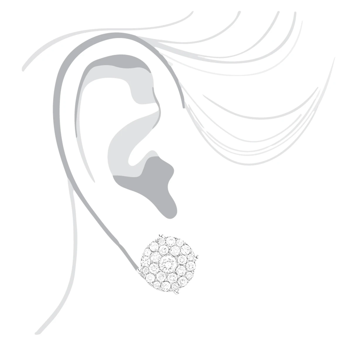 Single Oversized Cluster Men's 18K Rose Gold Round Diamond Stud Earring 2ct 2 Single Oversized Cluster Men's 18K Rose Gold Round Diamond Stud Earring 2ct - Image 2