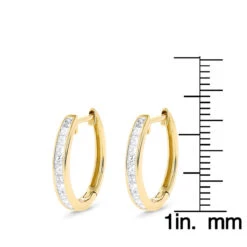 Small 14K Yellow Gold Princess Cut Diamond Hoop Earrings 0.6ct Luxurman Huggies 11 Small 14K Yellow Gold Princess Cut Diamond Hoop Earrings 0.6ct Luxurman Huggies -The King Of Accessories small 14k gold princess cut diamond hoop earrings 06ct luxurman huggies ruler