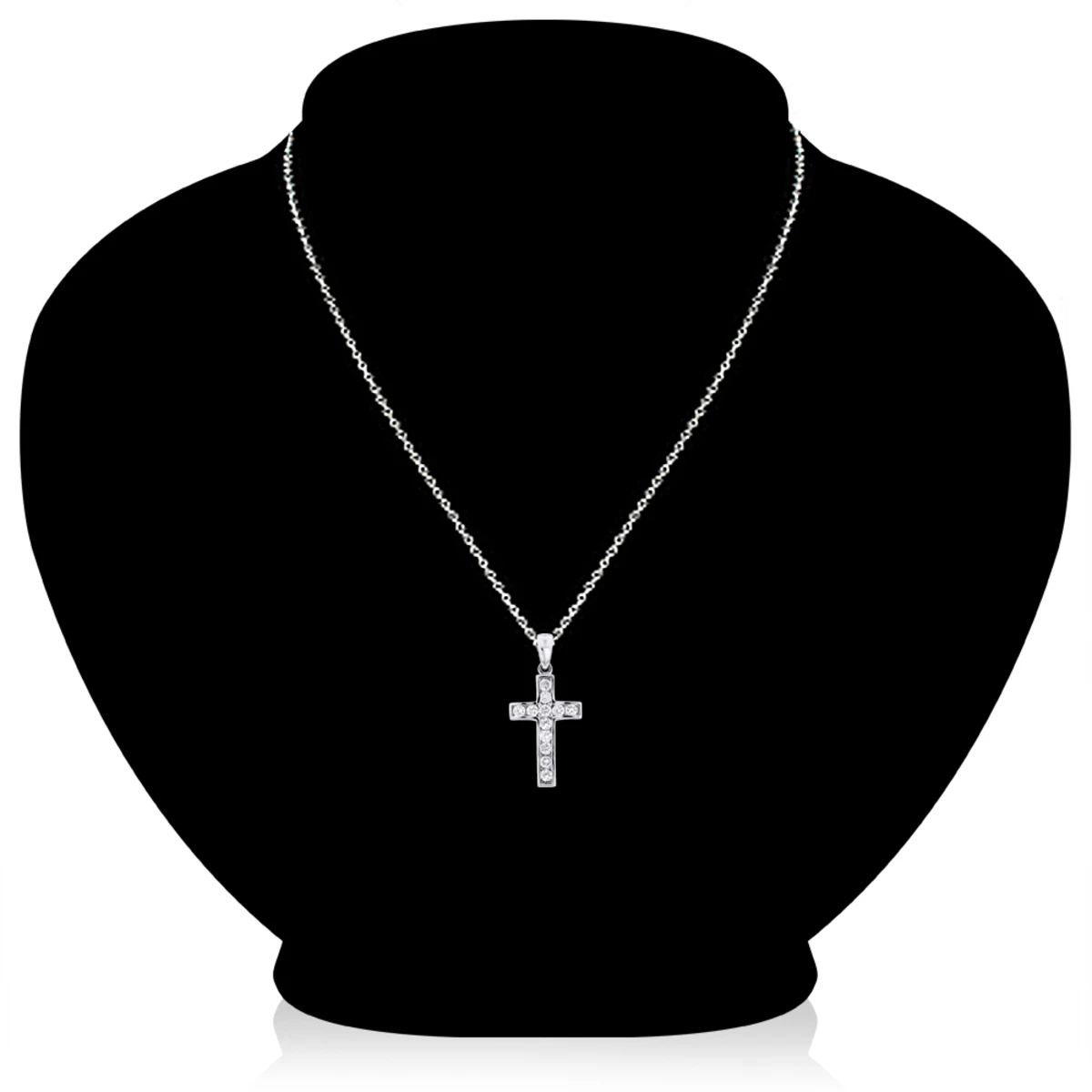 Small 14K Rose Gold Round Diamond Cross Pendant 0.55ct 2 Small 14K Rose Gold Round Diamond Cross Pendant 0.55ct - Image 2