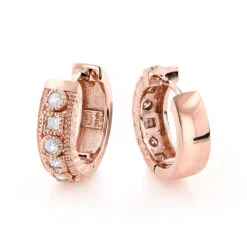 Small Diamond Hoop Earrings 1/2ct 14K Yellow Gold Huggies -The King Of Accessories small diamond hoop earrings 12ct 14k gold huggies ro