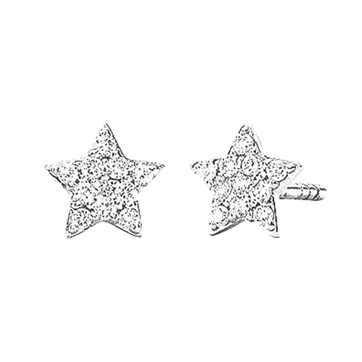 Small Diamond Star Earrings Studs 14K Yellow Gold 0.1ct 2 Small Diamond Star Earrings Studs 14K Yellow Gold 0.1ct - Image 2