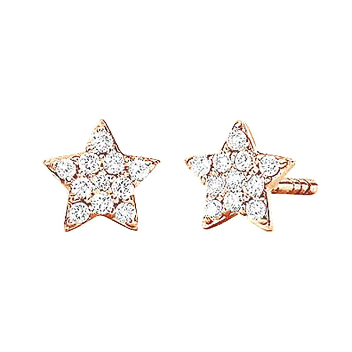 Small Diamond Star Earrings Studs 14K Yellow Gold 0.1ct 3 Small Diamond Star Earrings Studs 14K Yellow Gold 0.1ct - Image 3